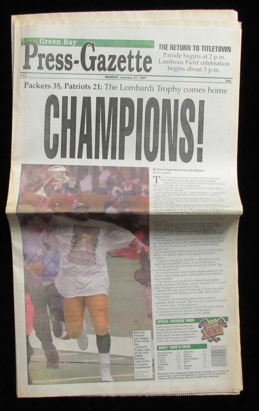 Packers Green Bay Press-Gazette Newspaper NFC and Super Bowl Champs 1997 185385