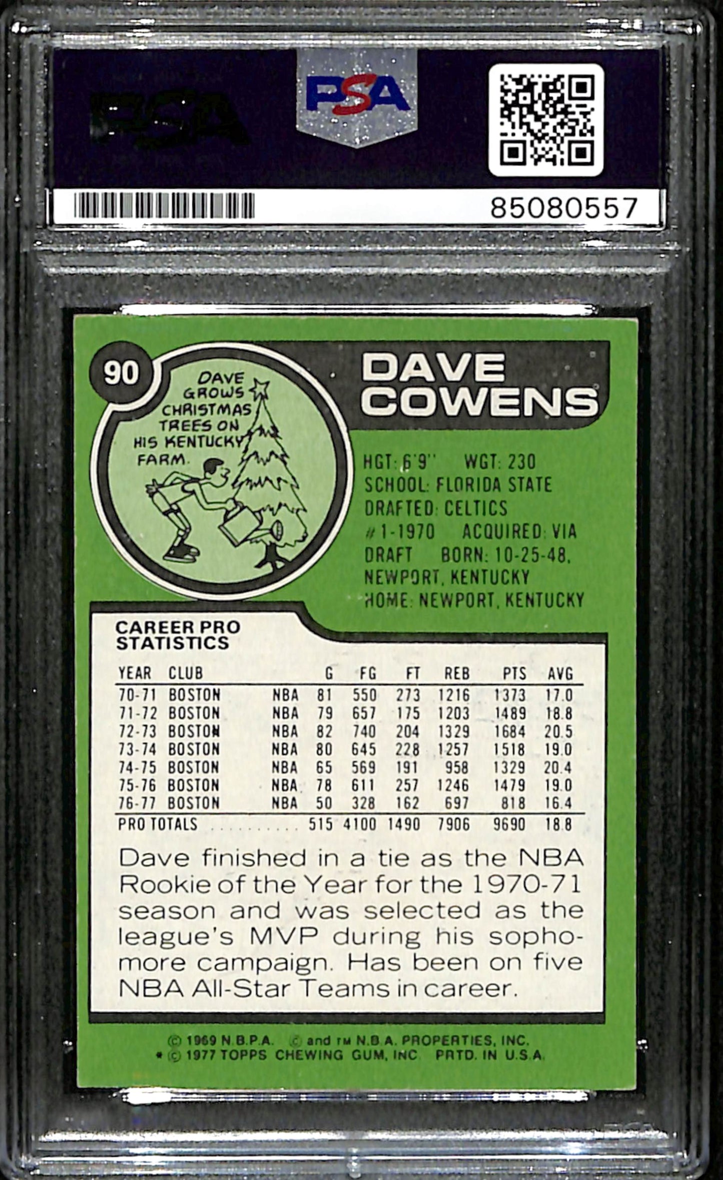 Dave Cowens Signed 1977 Topps Card #90 Boston Celtics PSA/DNA 185725