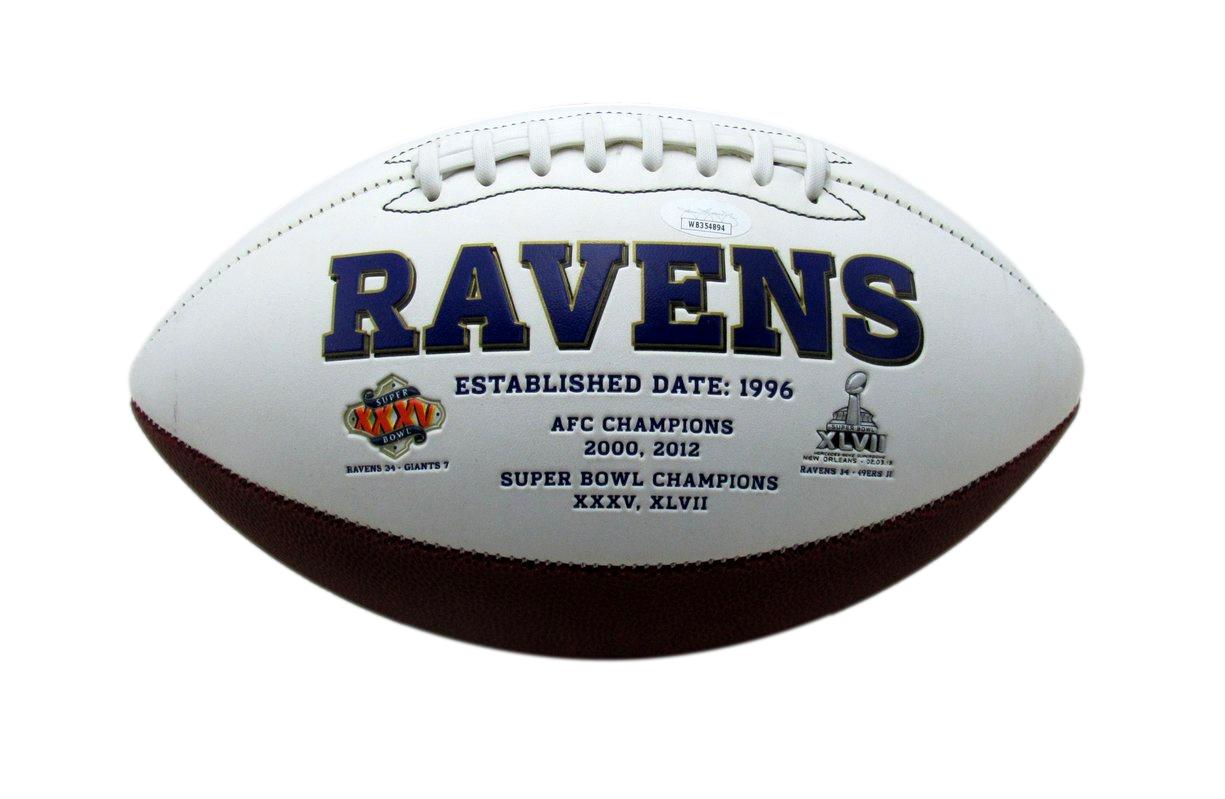 Justin Tucker Signed/Autographed White Ravens Logo Football w/ Stats JSA 189764