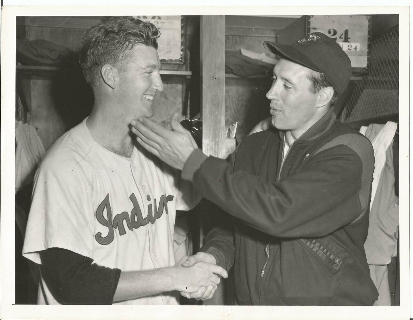 Bob Feller/Herb Score Cleveland Indians 9x7  B/W Wire Photo 150317