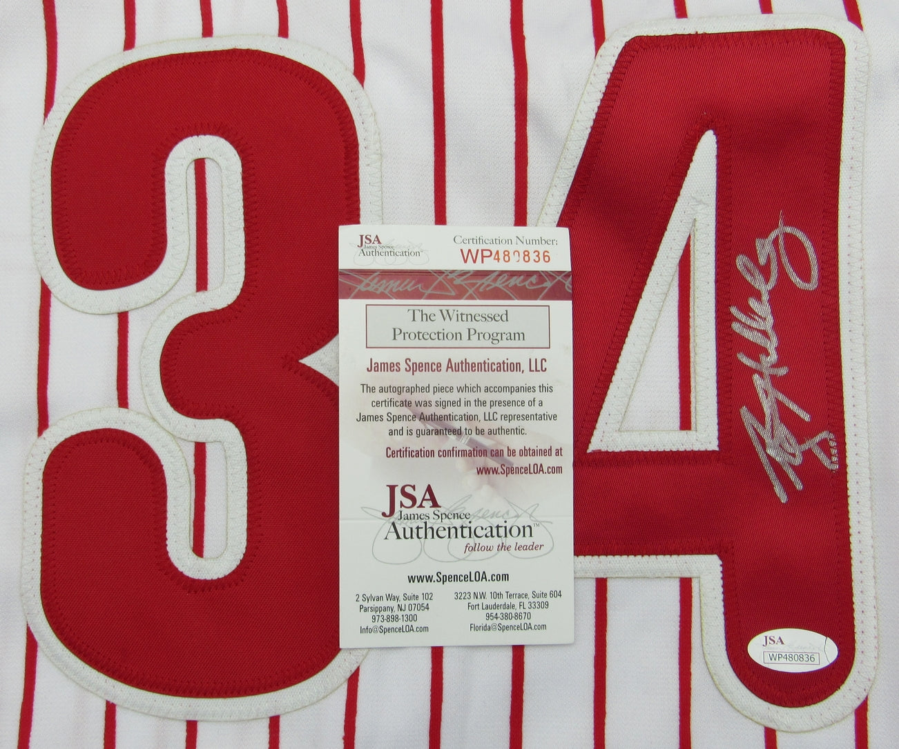 Roy Halladay Signed/Autographed Phillies HOF Jersey JSA 159668