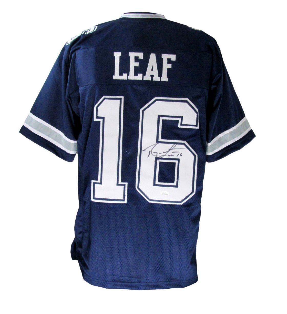 Ryan Leaf Autographed Dallas Cowboys Blue Custom Football Jersey JSA