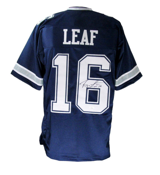 Ryan Leaf Autographed Dallas Cowboys Blue Custom Football Jersey JSA