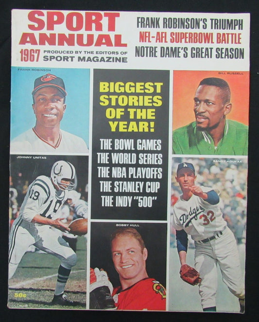 1967 Sport Annual Magazine Unitas/Russell/ Koufax/ Hull Cover 185572