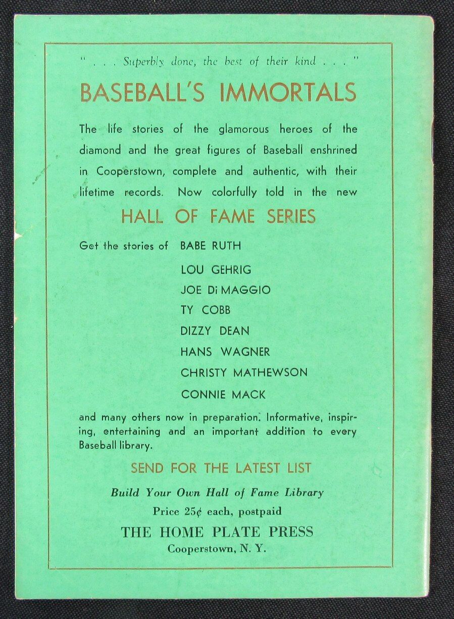 1961 Baseball's Immortals Magazine "The Story of Christy Mathewson" HOF Series