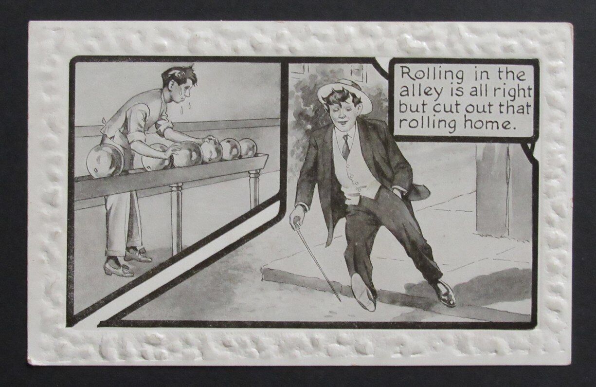 Vintage Bowling Theme Postcard