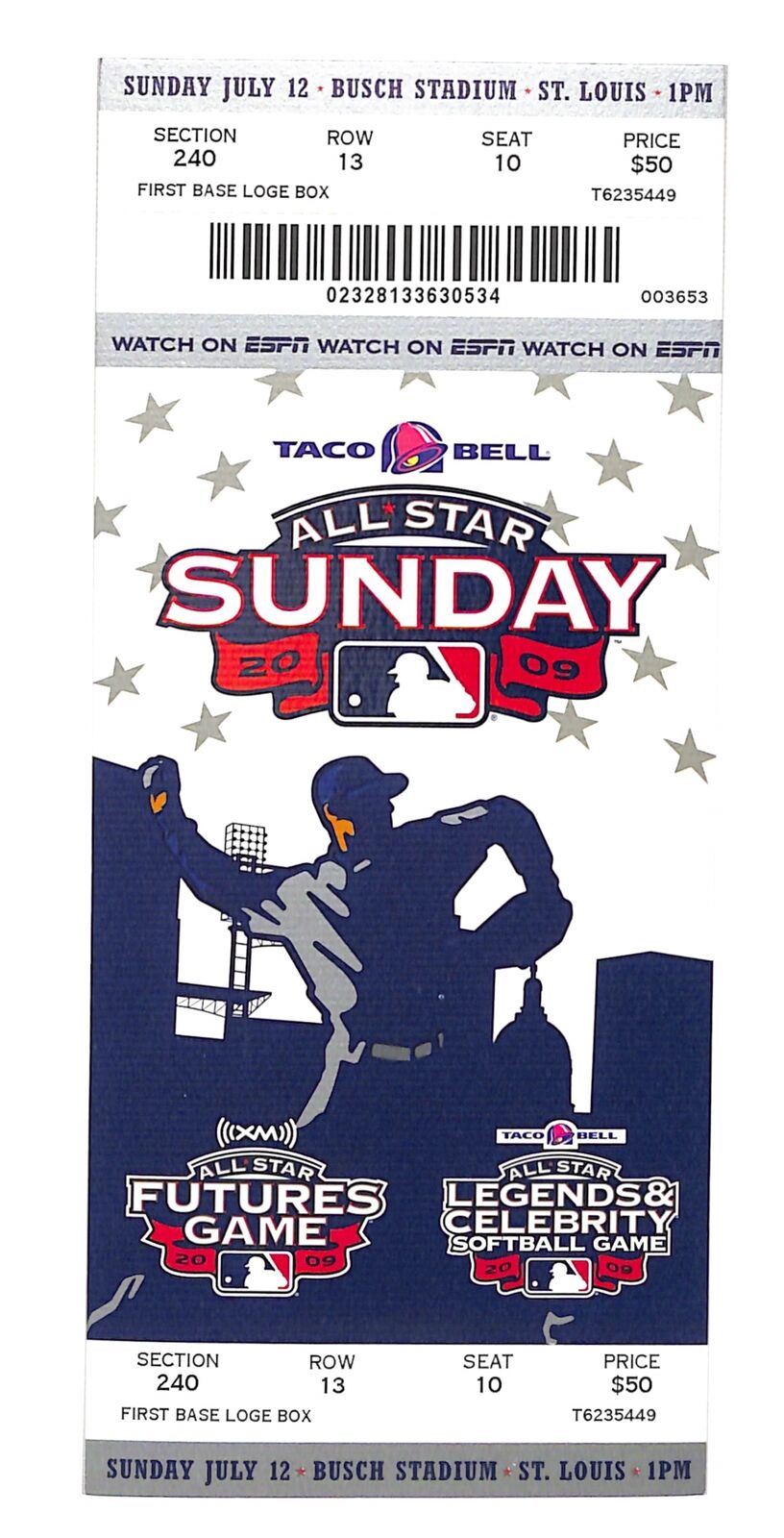 2009 All-Star Futures Game Full Ticket Busch Stadium Stanton/Bumgarner 181223