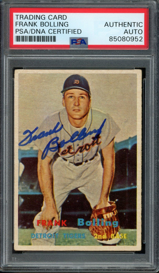 Frank Bolling Signed 1957 Topps Card #325 Detroit Tigers PSA/DNA 184163