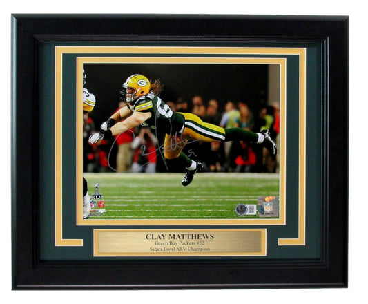 Clay Matthews Signed/Autographed 8x10 Photo Packers Framed Beckett 193098