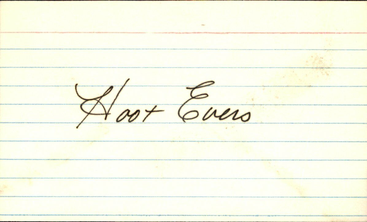 Hoot Evers 1941 Detroit Tigers d.1991 Signed/Autographed 3x5 Index Card 162461