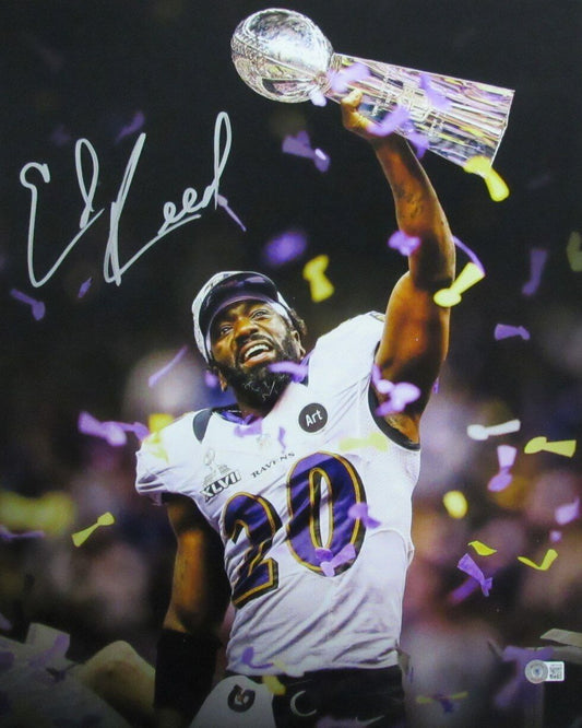 Ed Reed HOF Autographed 16x20 Photo Baltimore Ravens Beckett