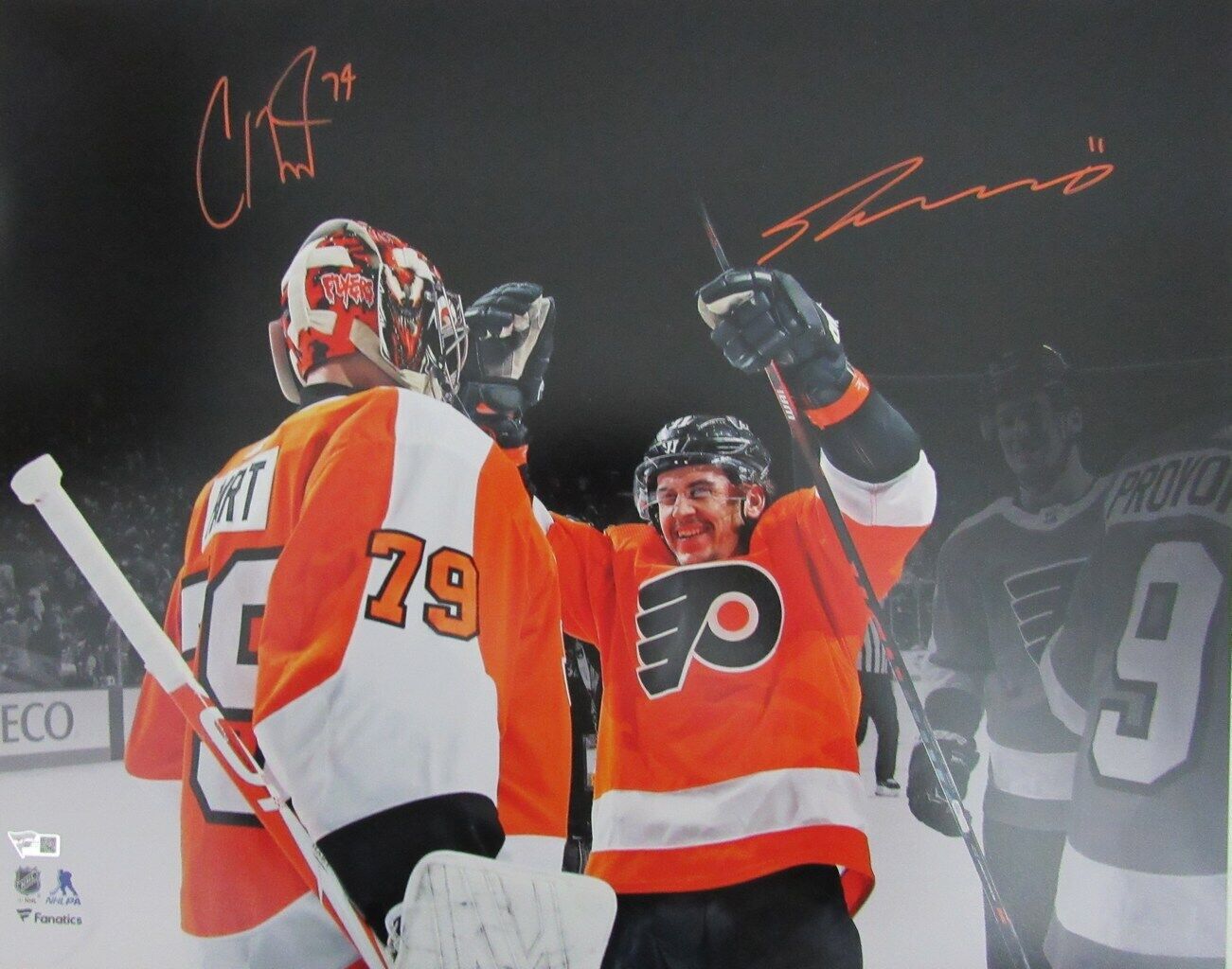 Travis Konecny/Carter Hart Dual-Autographed 16x20 Photo Flyers Fanatics