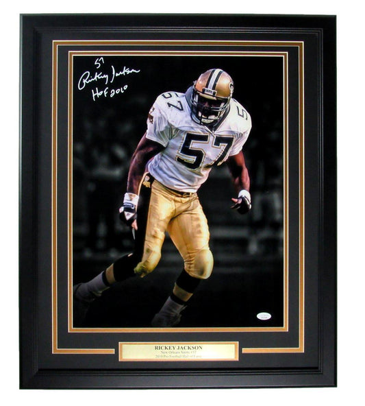 Rickey Jackson HOF Autographed 16x20 Photo New Orleans Saints Framed JSA