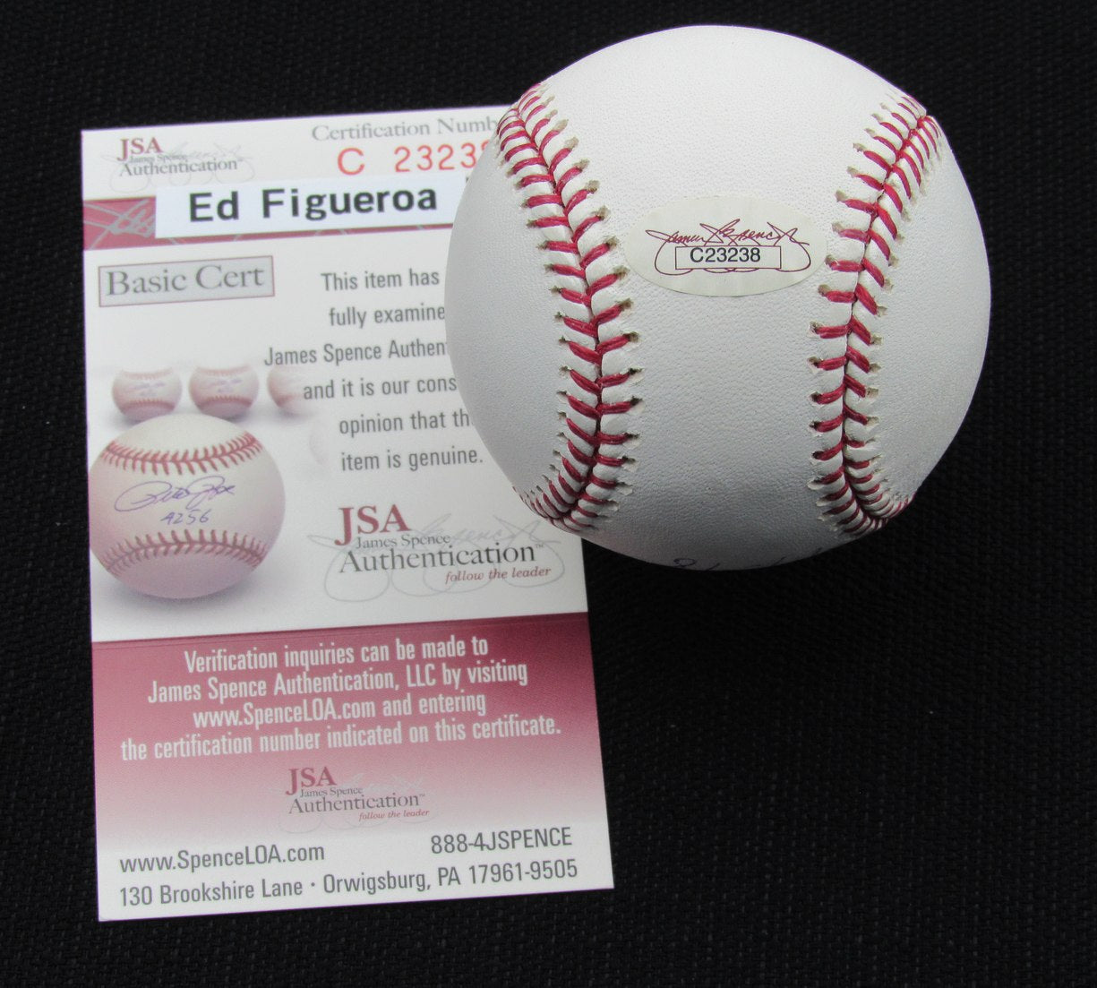 Ed Figueroa Signed/Auto Yankees 100th OML Baseball JSA Inscr 186650