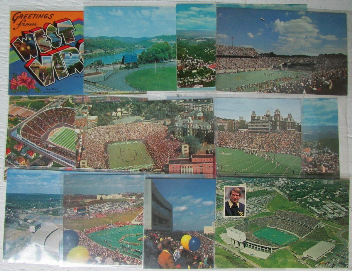 Lot of 13 West Virginia University Mountaineer Field Modern Postcards 147264