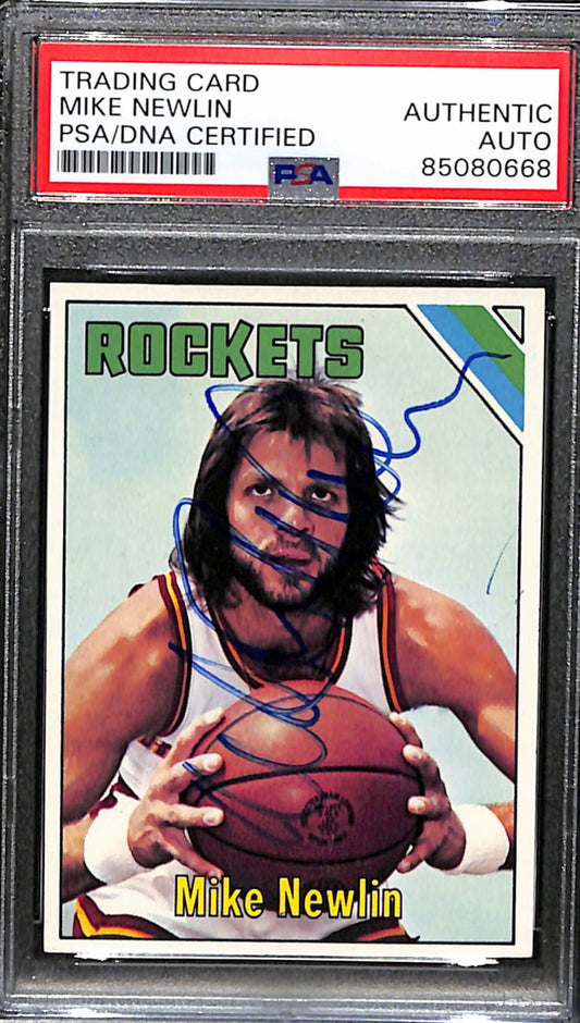 Mike Newlin Autographed 1975-76 Topps Card #103 Houston Rockets PSA/DNA 184833