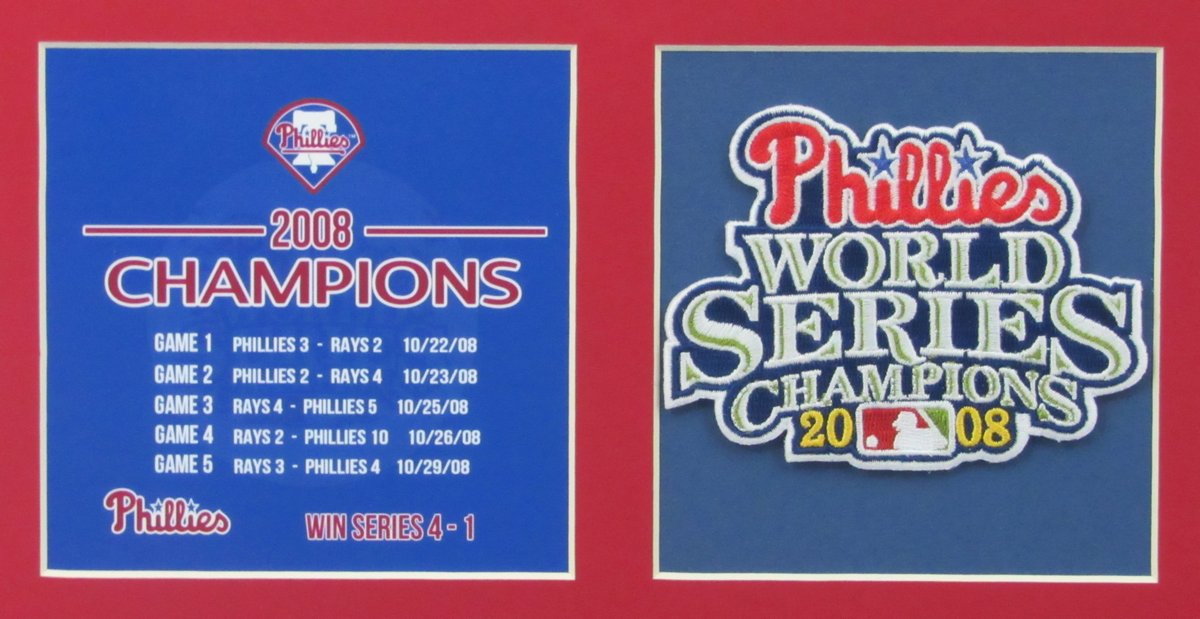 Phillies 2008 World Series Celebration Photo w/Commemorative Patch Framed Collage