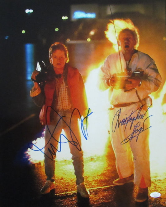 Michael J Fox/Christopher Lloyd Sign/Auto 16x20 Photo Back to Future JSA 173695