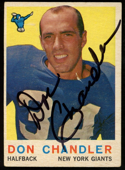 1959 TOPPS Football Card #49 Signed/Auto Don Chandler New York Giants