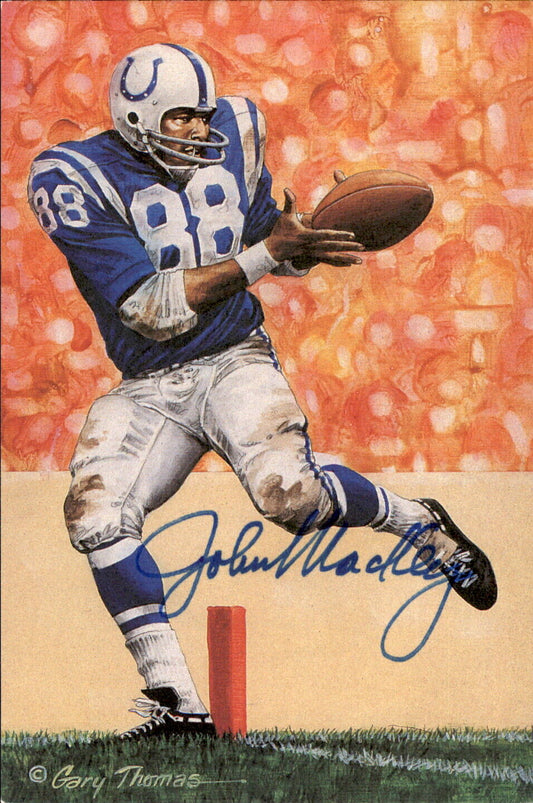 John Mackey HOF Autographed Goal Line Art GLAC Postcard Baltimore Colts JSA