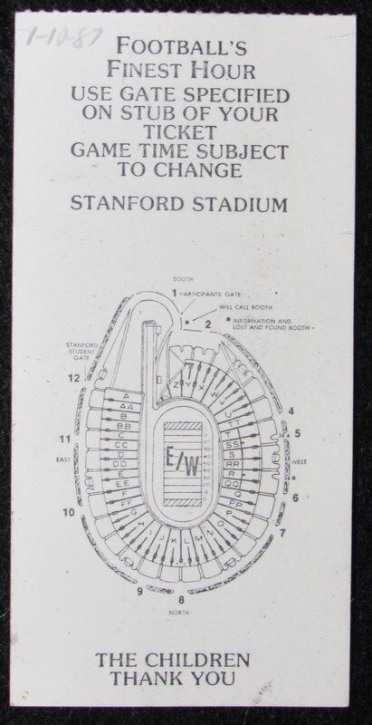 1987 East vs. West Shrine Game Ticket Stub Stanford Stadium