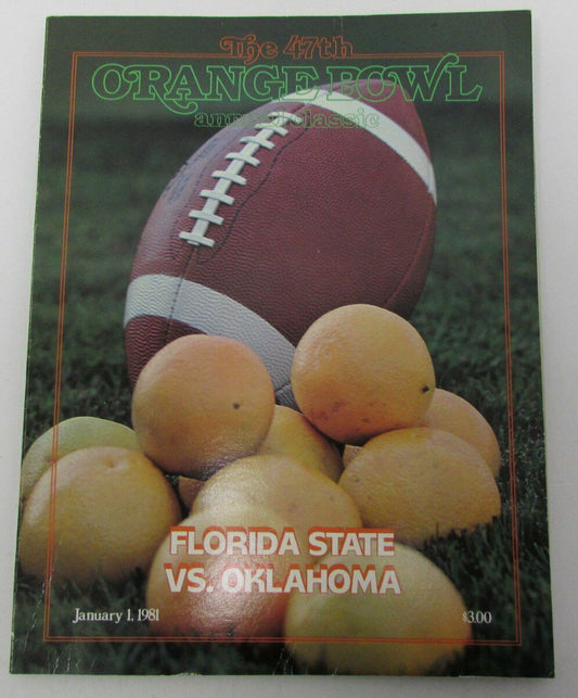 1981 Orange Bowl Florida State FSU vs Oklahoma OU  Football Program 141855