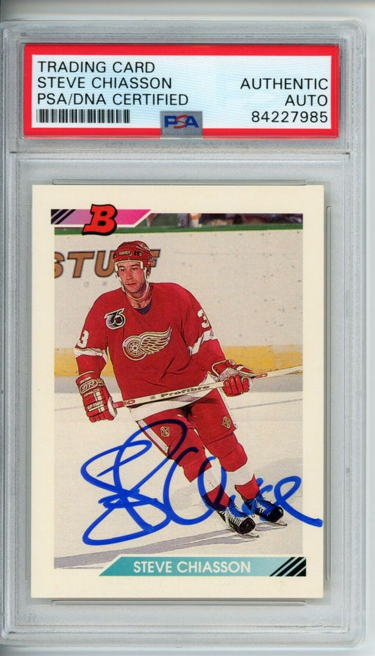 1992 Bowman #91 Steve Chiasson Detroit Red Wings Signed/Auto Card PSA/DNA 152933