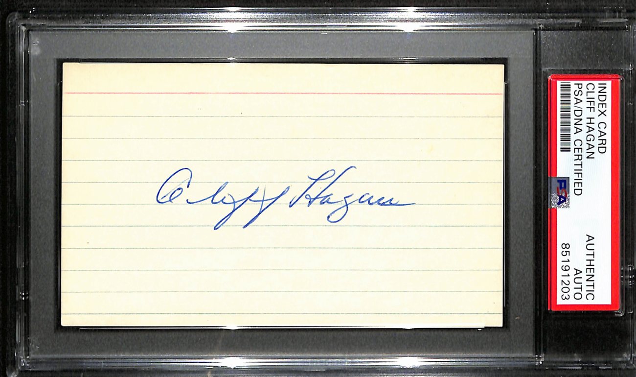 Cliff Hagan HOF Signed/Auto 3x5 Index Card St. Louis Hawks PSA/DNA 188556