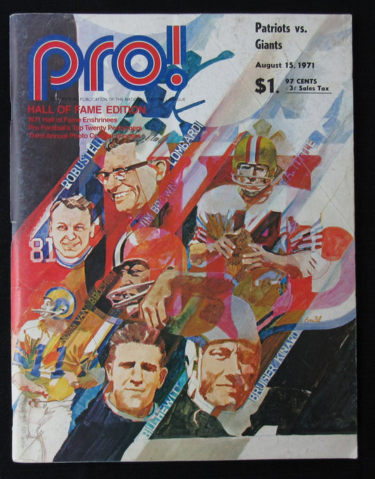 New England Patriots 1971 Pro! Magazine 8/15 vs. Giants Game Program 181378