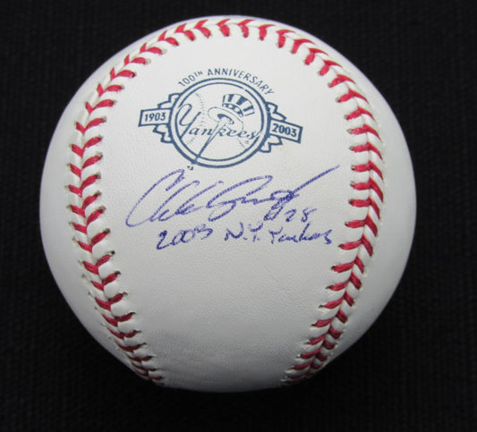 Charles Gipson Jr Signed/Auto Yankees 100th OML Baseball JSA Inscr 186723