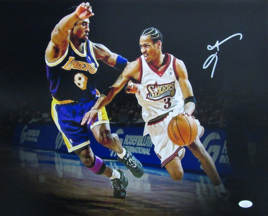 Allen Iverson HOF Autographed 16x20 Photo with Kobe Bryant 76ers JSA 181856