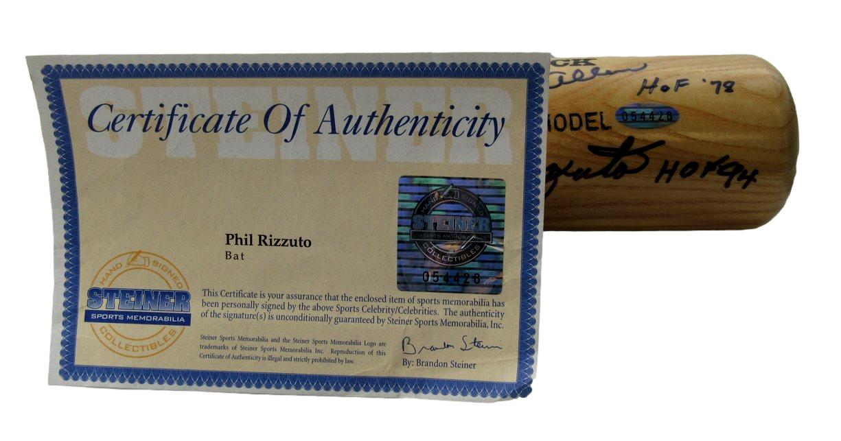 Phil Rizzuto/Mel Allen Dual-Signed/Inscr Adirondack Baseball Bat Steiner 190335