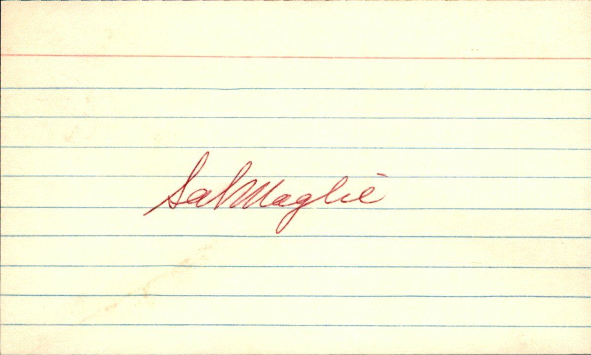 Sal Maglie Giants/Indians/Dodgers d.1992 Signed/Auto  3x5 Index Card 162721