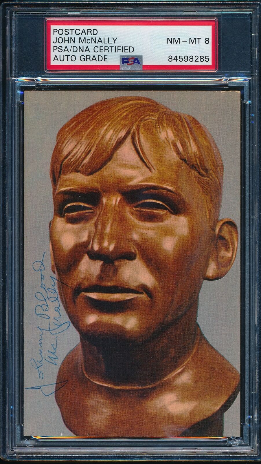 Johnny Blood McNally HOF twice autographed postcard (PSA/DNA 8 NM-MT) 178034