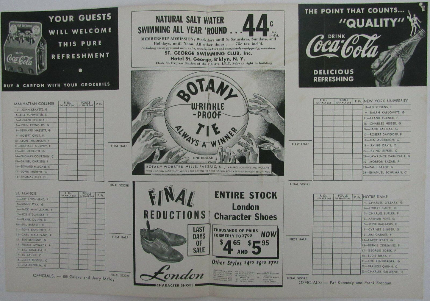 1941 NCAA Basketball Doubleheader Games Program at Madison Square Garden  145158