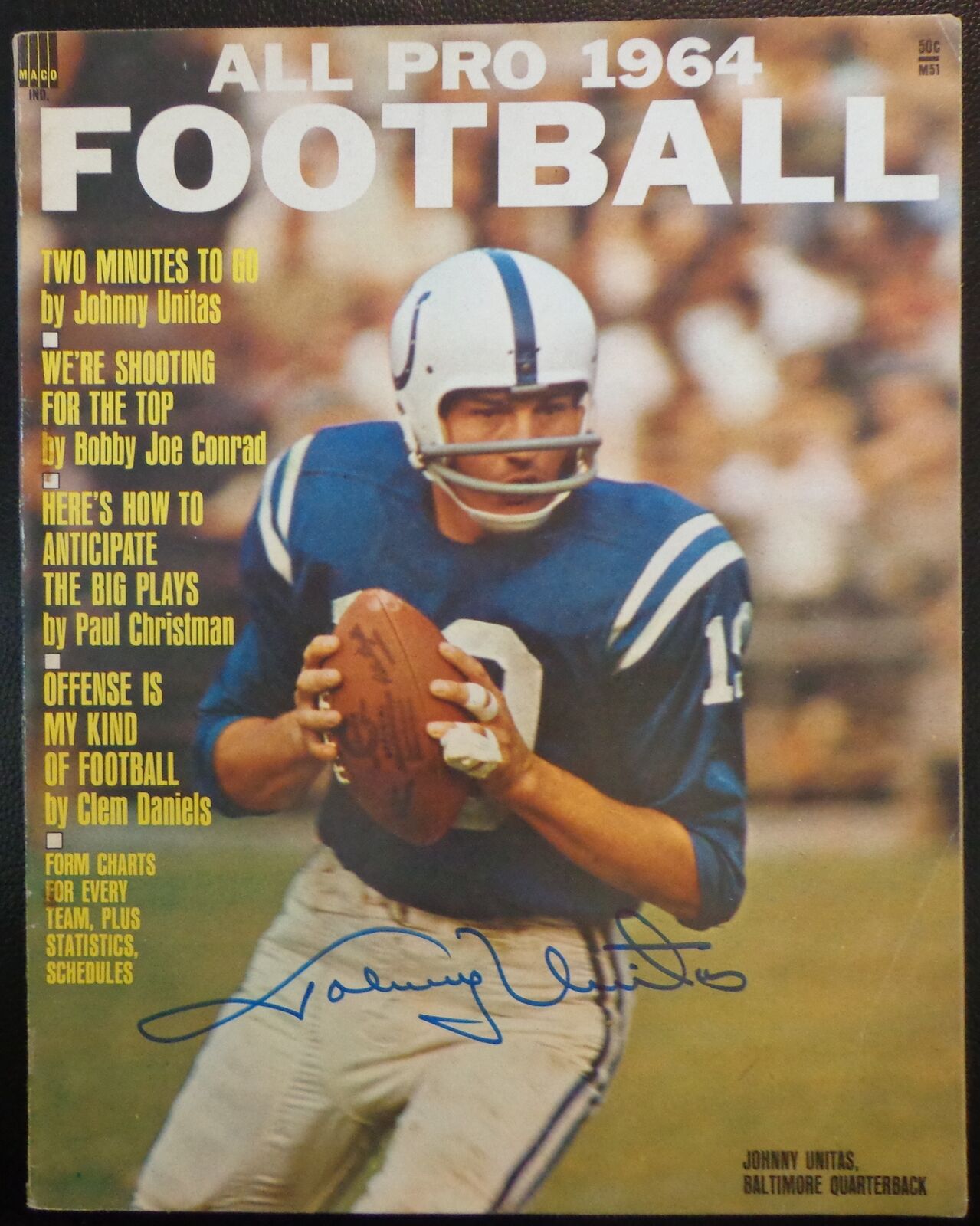 Johnny Unitas HOF Colts Autographed All Pro 1964 Football Magazine JSA