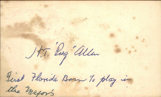 Horace "Pug" Allen Brooklyn Robins d.1981 Signed/Auto 3x5 Index Card 162713