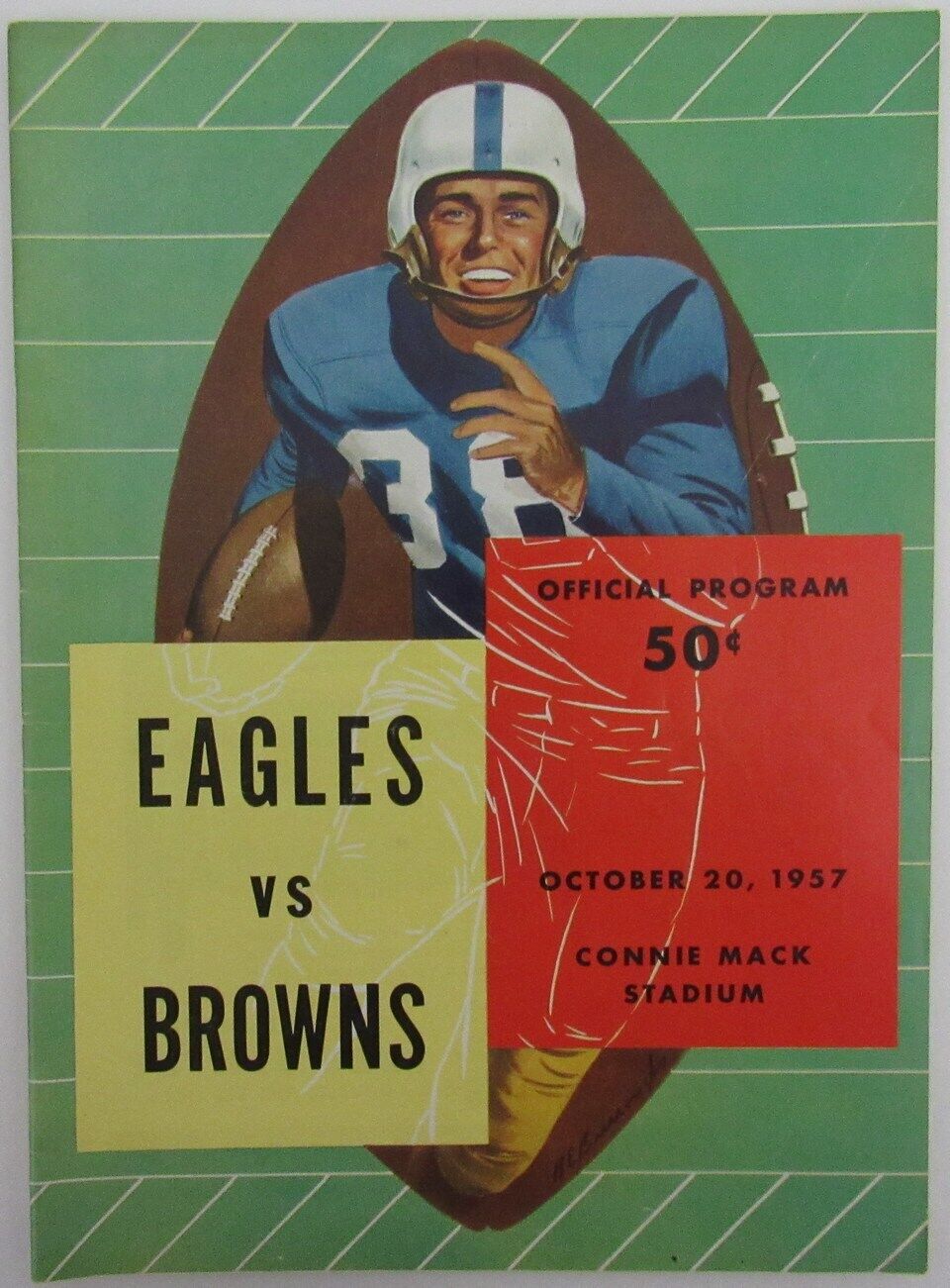 Vintage 1957 Philadelphia Eagles vs. Cleveland Browns NFL Game Program Jim Brown