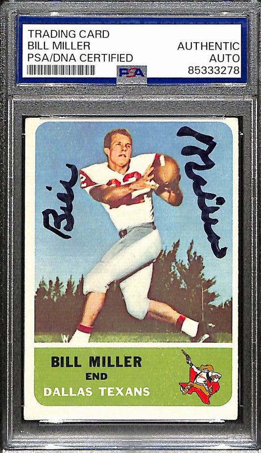 Bill Miller Signed/Autographed 1962 Fleer #28 Dallas Texans PSA/DNA 190920