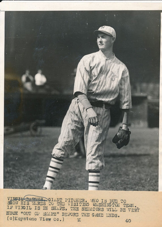 Virgil Barnes 6x8 B/W 1924 Press Wire Photo New York Giants