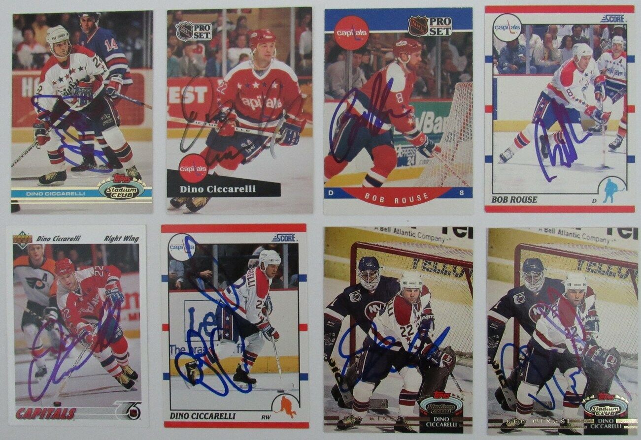 Lot of 8 Signed/Auto Washington Capitals 1990-92 NHL Trading Cards 159339