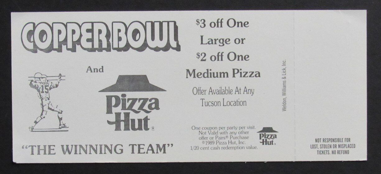 1989 Copper Bowl College Football Game Full Ticket NC State vs. Arizona