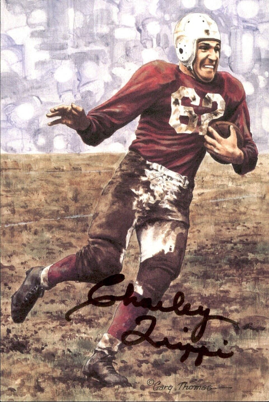 Charley Trippi HOF Autographed Goal Line Art GLAC Postcard Chicago Cardinals JSA