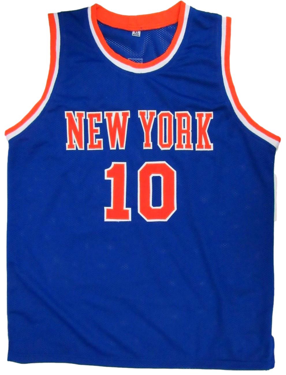 Walt Frazier HOF Signed/Inscr Knicks Blue Custom Basketball Jersey JSA 159478