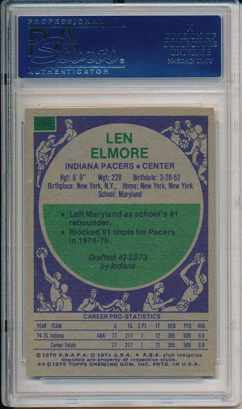 Len Moore Pacers Signed/Autographed 1975 Topps Trading Card #259 PSA/DNA 149497