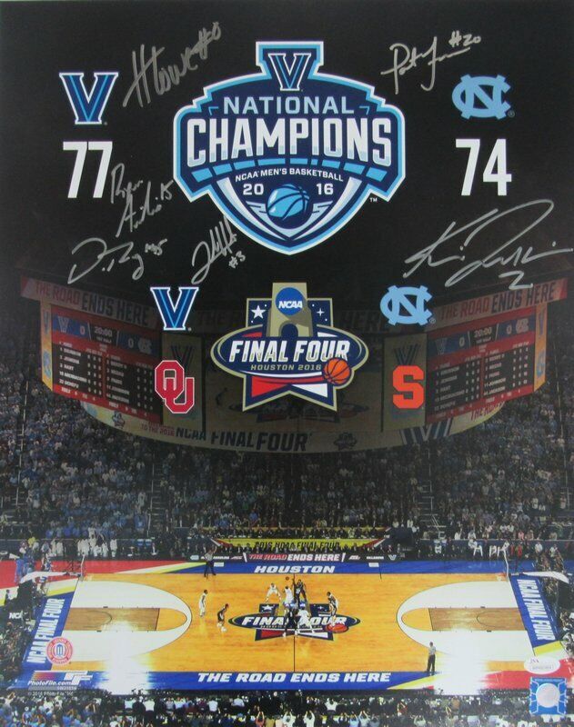 2016 NCAA Final Four Villanova Champions Signed by 6 16x20 Photo JSA 137908