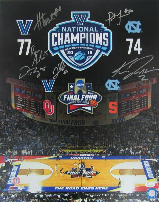 2016 NCAA Final Four Villanova Champions Signed by 6 16x20 Photo JSA 137908