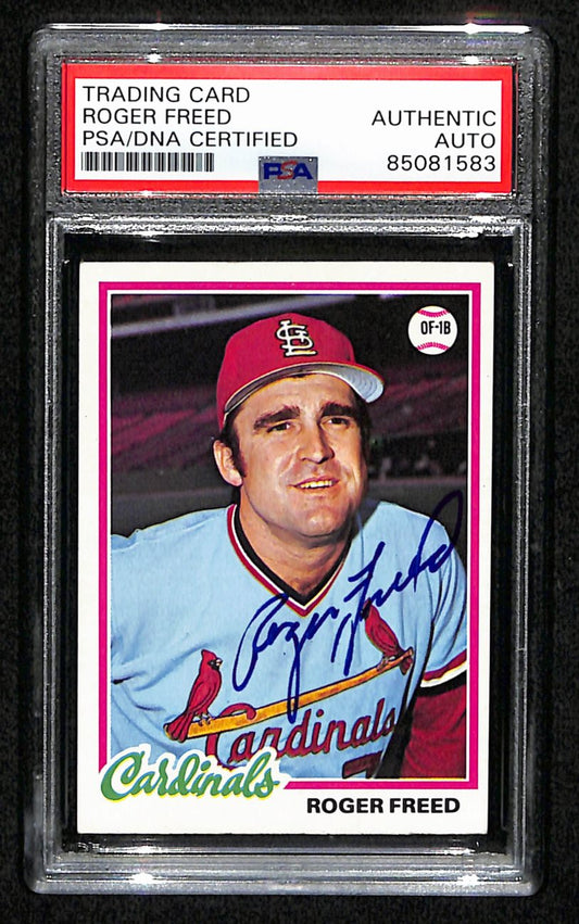 Roger Freed Signed 1978 Topps Card #504 St. Louis Cardinals PSA/DNA 184489