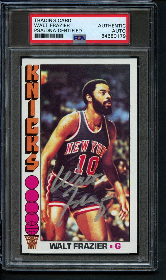 1975 TOPPS Walt Frazier HOF #64 Autographed/Signed Card Knicks PSA/DNA 173107