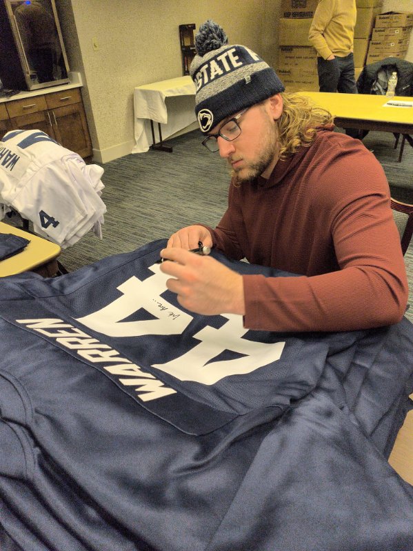 Tyler Warren Autographed Blue Custom Football Jersey Penn State JSA 192359